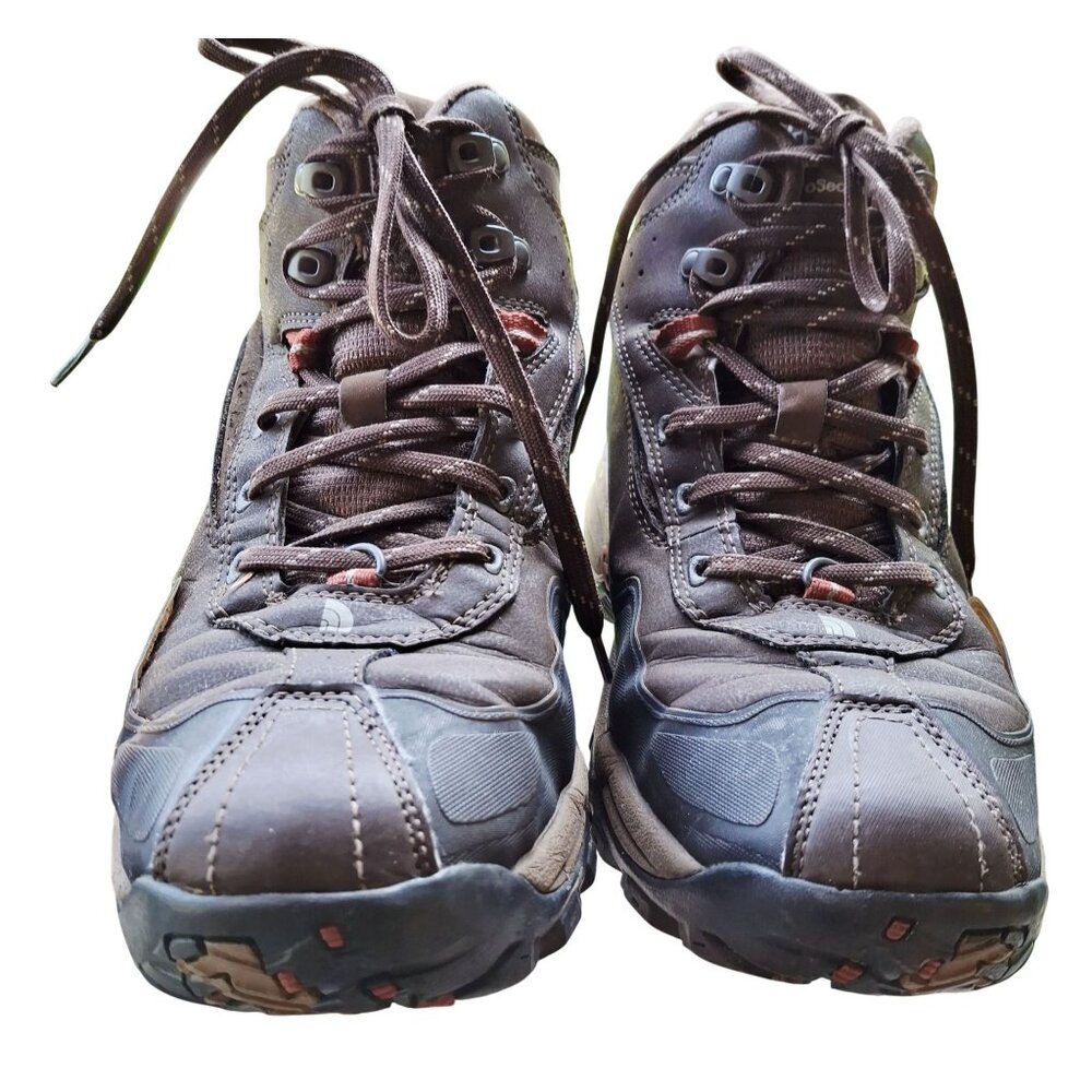 The North Face Mens Brown Hiking Boots Size 10 Waterproof Leather & Mesh Lace-Up